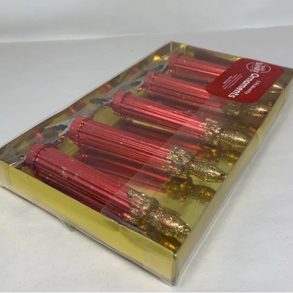 5 pc candles with clips Christmas clips holiday decorations new in box red/gold - Picture 9 of 11